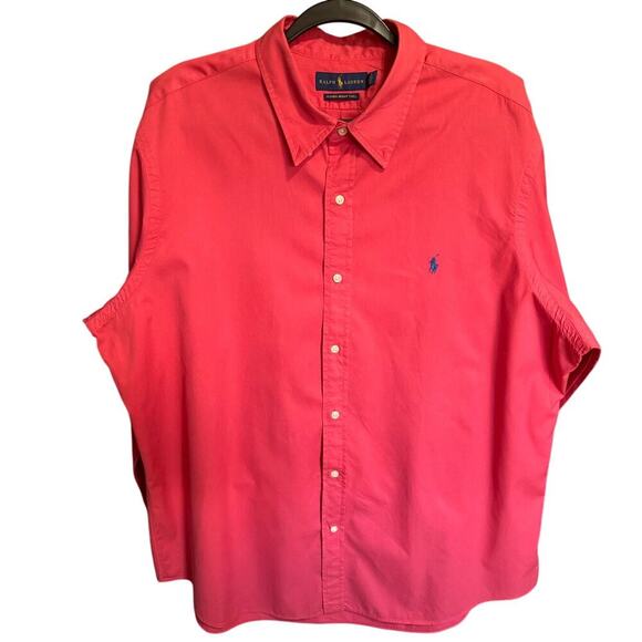 Ralph Lauren Logo Shirt Button Down Long Sleeve Cotton Twill Red Blue Size XXL - Picture 6 of 14